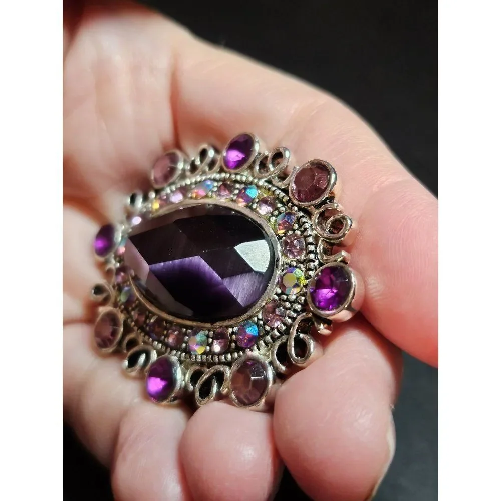Monet vintage purple rhinestone brooch